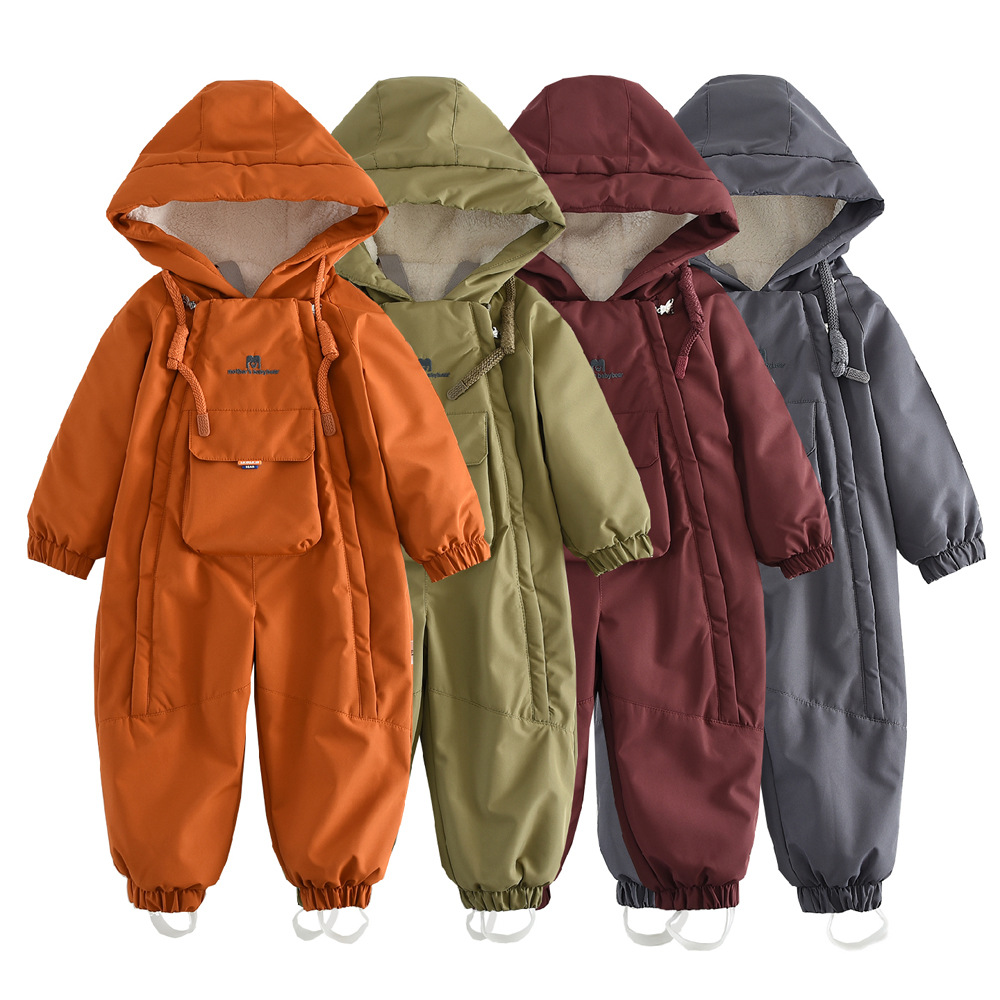 Kids Outdoor Jumpsuit - Toddler Baby Winter Ski Snowsuit Hooded