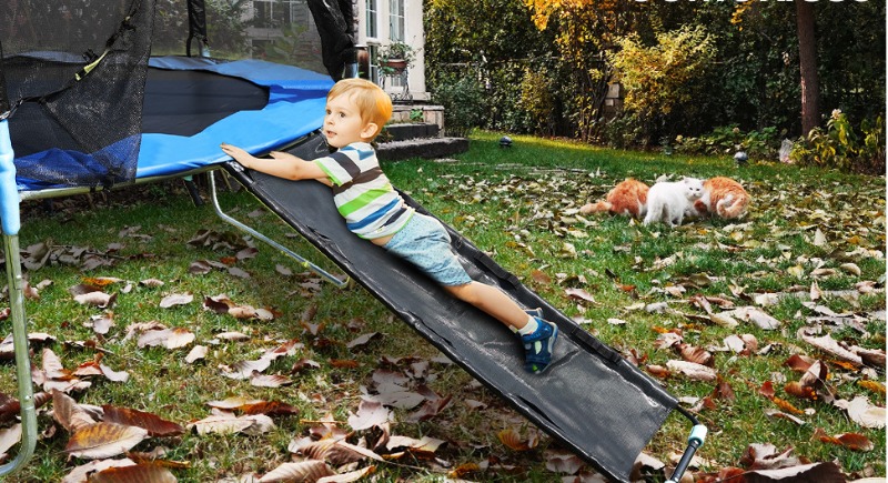 Kids Outdoor Ladder - Kids Toy Trampoline Slide Combo With