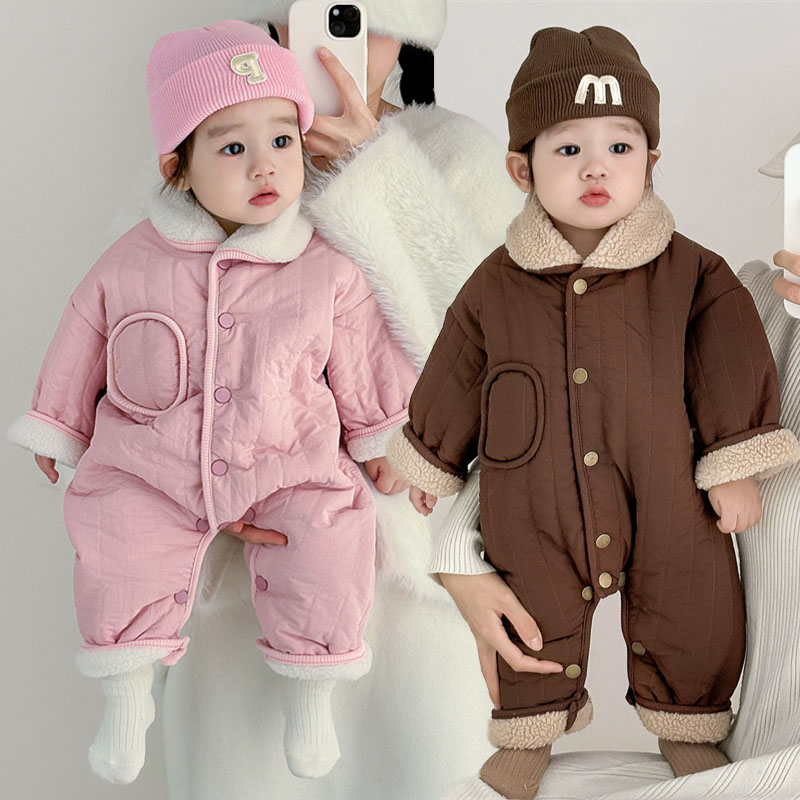 Kids Outdoor Jumpsuit - Baby Winter Fleece Onesies Kids Thickened