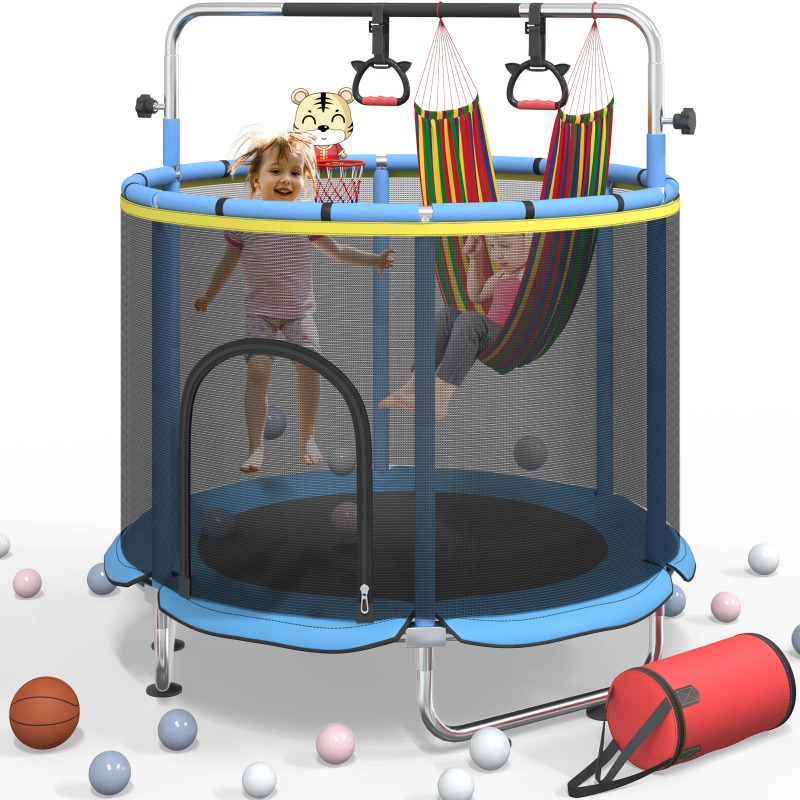 5FT Toddler Trampoline 8-in-1  - Kids Outdoor Basketball Hoop review and price