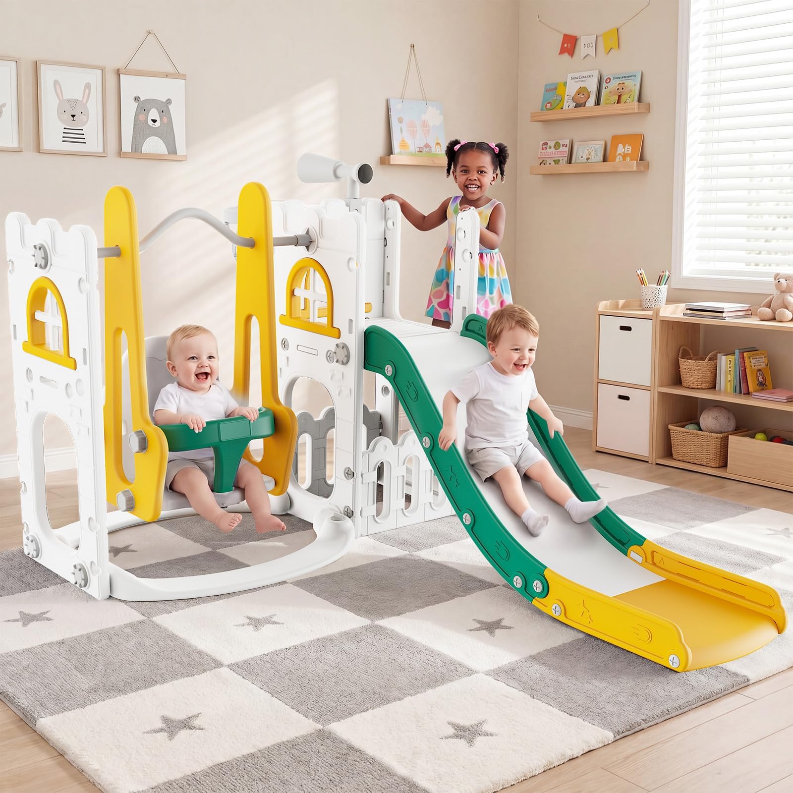 7 in 1 Toddler Slide And Swing - Kids Outdoor Basketball Hoop review and price