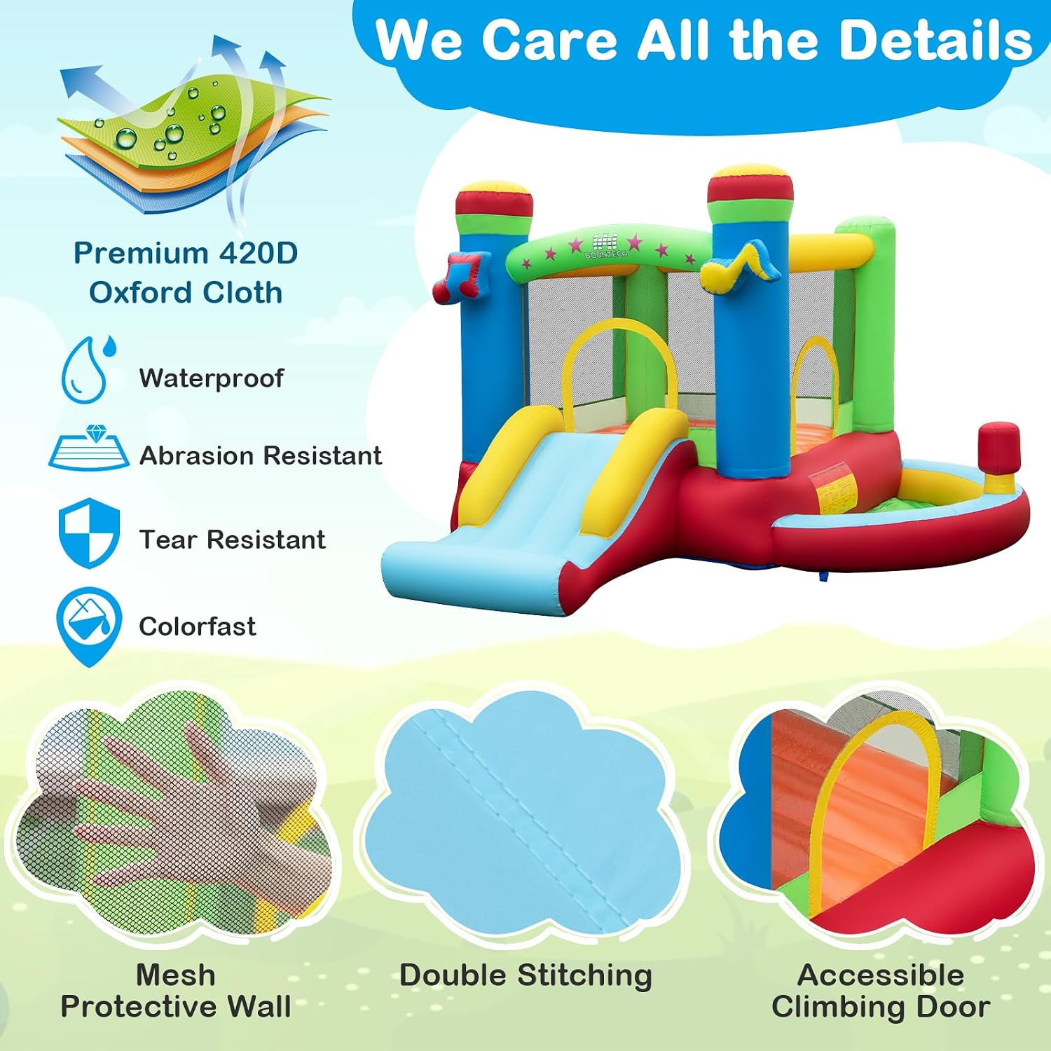Inflatable Bounce House with B - Kids Outdoor Basketball Hoop review and price