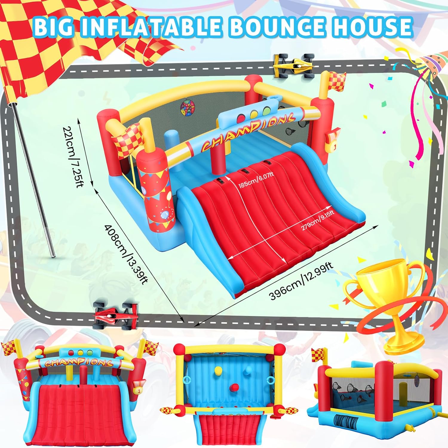 13FT Big Inflatable Bounce Hou - Kids Outdoor Basketball Hoop review and price