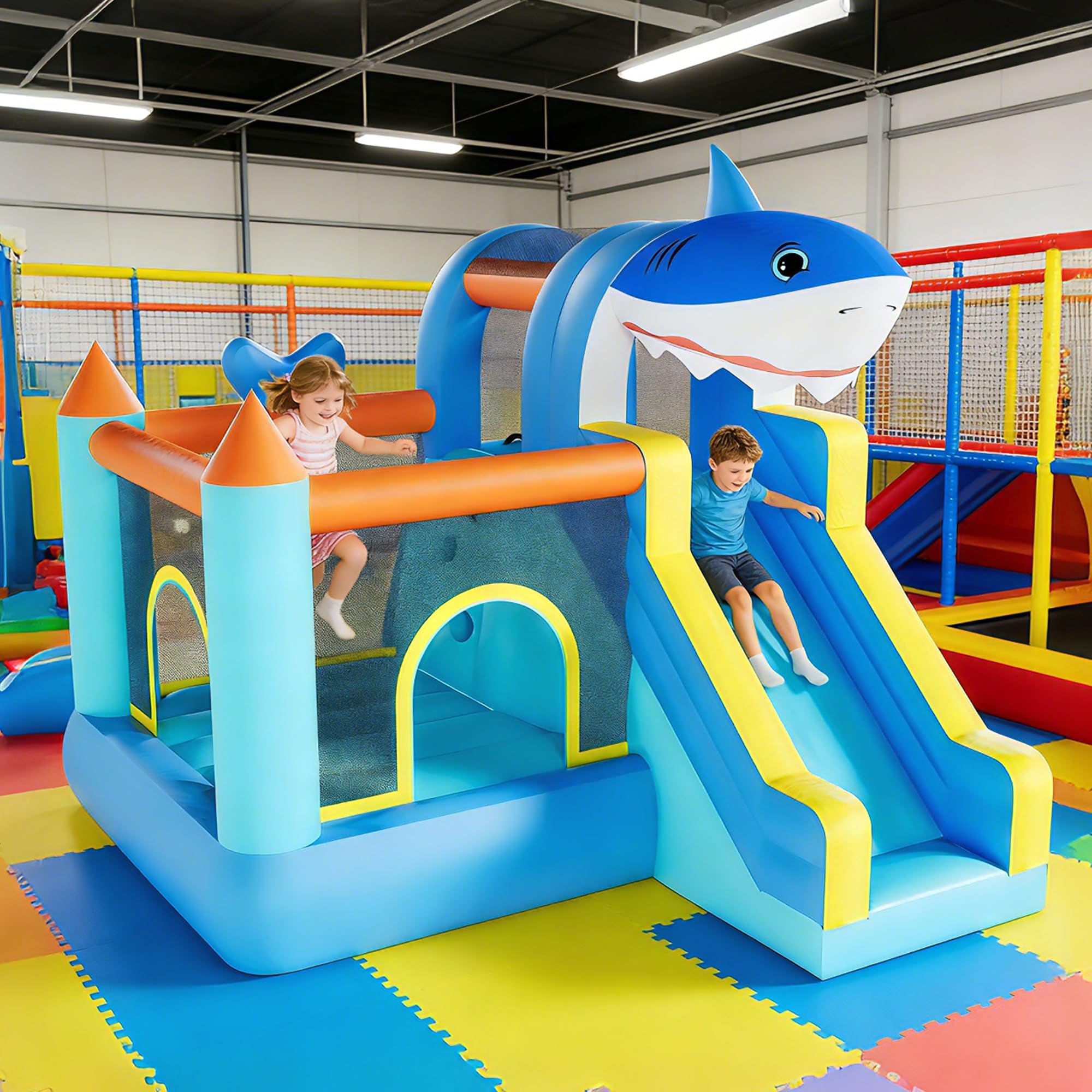 Inflatable Bounce House With S - Kids Outdoor Basketball Hoop review and price