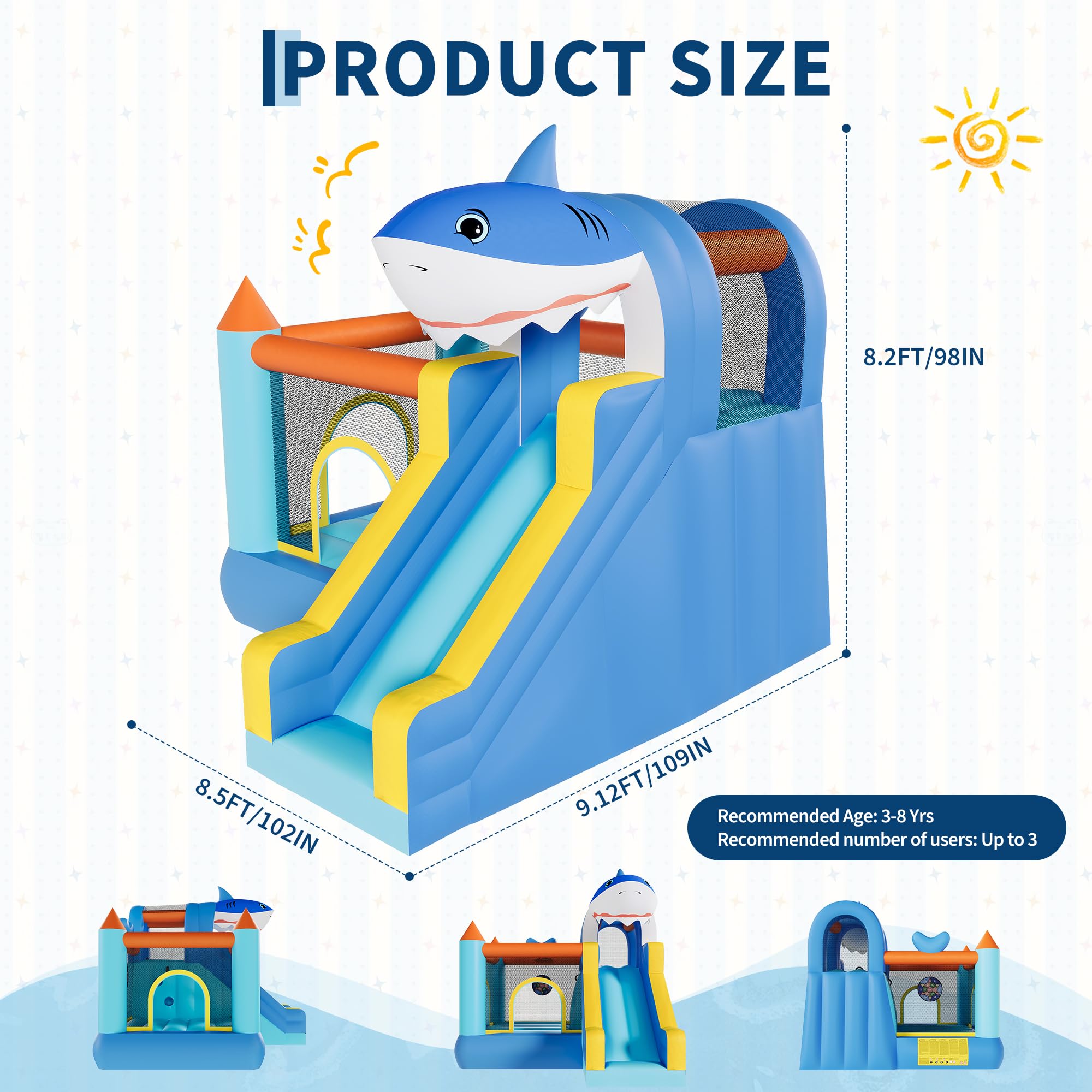 Inflatable Bounce House With S - Kids Outdoor Basketball Hoop review and price