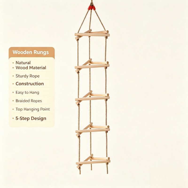 5 Rungs Single Head Wooden Tri - Kids Outdoor Ladder review and price